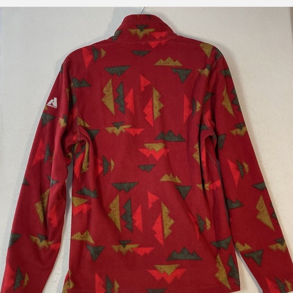 Eddie Bauer First Ascent Fleece Pullover Mens M 1/2 Zip Red Aztec Southwest Soft - Picture 2 of 7
